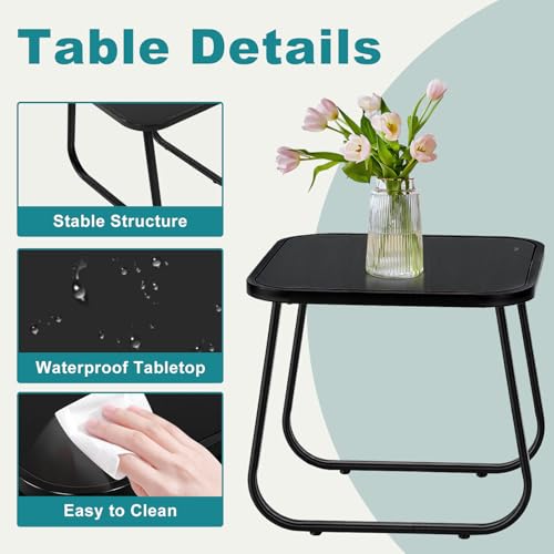 DUMOS 3 Piece Patio Furniture Set，Outdoor Patio Furniture Set with Table and Chairs, Patio Sectional Bistro Sets for Lawn, Garden, Balcony, Poolside Blake
