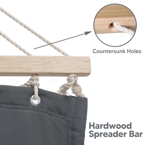 SUNCREAT Portable Tree Hammock with Hardwood Spreader Bar, Extra Large Soft Pillow, Heavy Duty 2 Person Hammock for Indoor, Outdoor, Gray