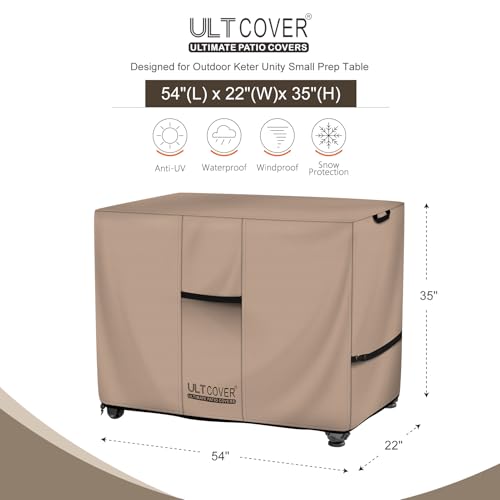 ULTCOVER Waterproof Prep Table Cover for 52 Inch Keter Unity XL Portable Table, Outdoor Storage Cabinet Prep Station Cover 54L x 22W x 35H inch