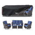 LSongSKY Outdoor Furniture Covers Waterproof,600D Heavy Duty Patio Furniture Covers for 6/7/8 PCS Sets Sectional Sofa Couch Rocking Swivel Chairs Ottomans Coffee Table,111L x 74W x 28H inch Black