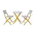 Flash Furniture Rouen Commercial Grade Folding Bistro Set, Indoor/Outdoor PE Rattan Table Top, Back and Seat, Natural Steel Frames, 3 Piece Set, Navy/White
