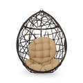 Christopher Knight Home Isaiah Indoor/Outdoor Wicker Tear Drop Hanging Chair (Stand Not Included), Multi-Brown and Tan