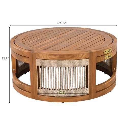 Christopher Knight Home Nesbit 8-Seater Patio Furniture Set with Removable Cushion, 8 Piece Outdoor Acacia Wood Conversation Set, Wooden Outdoor Sectional Sofa Set with Coffee Table, Beige