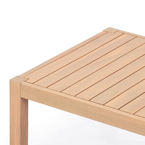 Christopher Knight Home Galliard Outdoor Coffee Table for Patio Furniture Set, Heavy Duty Acacia Wood Accent Table, Rectangular Outdoor Table, Slat Panel Side Table for Yard Garden Porch, Light Teak