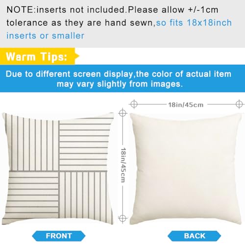 RABUSOFA Outdoor Pillow Covers Waterproof 18x18 Inch,Black Modern Geometry Decorative Cushion Cases Decoration for Patio Furniture Sunbrella Garden Set of 4 (Black, 18" x 18" (Pack of 4))