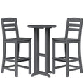 Shintenchi 3 Pieces Outdoor High Top Bar Set, 1 Patio High Top Round Table and 2 Bar Height Tall Adirondack Chair, All-Weather Outdoor Bistro Bar Set for Balcony Pool Deck, Dark Grey