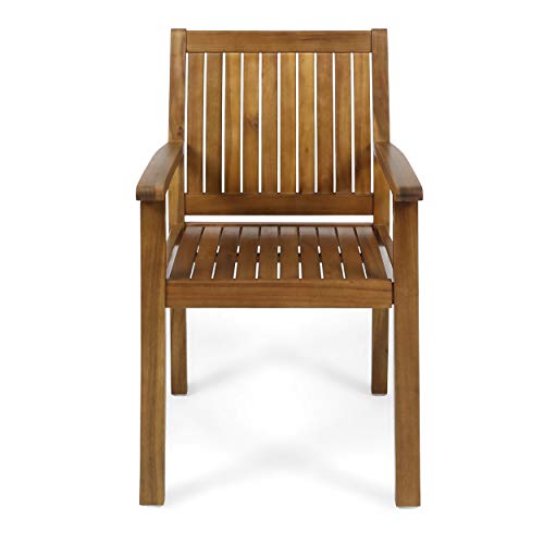 Christopher Knight Home Teague Outdoor Acacia Wood Dining Chairs (Set of 2), Teak Finish