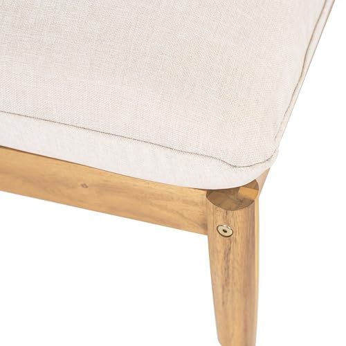 Christopher Knight Home Terassi Indoor/Outdoor Ottoman with Cushion, Acacia Wood Patio Ottoman, Outdoor Foot Stool for Patio Furniture Set, Versatile Stools for Balcony/Garden/Porch, Beige+Light Teak