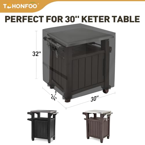 Outdoor Grill Cart Prep Table Cover 600D for 30-inch Keter Unity Portable Outdoor 40 Gal Table with Storage Cabinet, Waterproof UV Resistant Outside bbq Bar Cart Cooking Station Cover, 30" x 24" x 32"