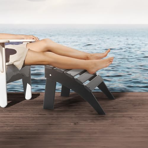 VEVOR Adirondack Ottoman, 18.7L x 19.7W x 13H Inch HDPE Plastic Folding Adirondack Ottoman, Weather-Resistant Foot Rest for Adirondack Chair, Widely Used for Outside Porch Pool Lawn Backyard, Black
