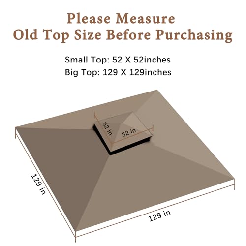 SCOCANOPY Gazebo Replacement Cover Compatible with Target Madaga Gazebo Model L-GZ136PST, L-GZ136PST-2/7/9 and Havana Gazebo, (New Khaki)