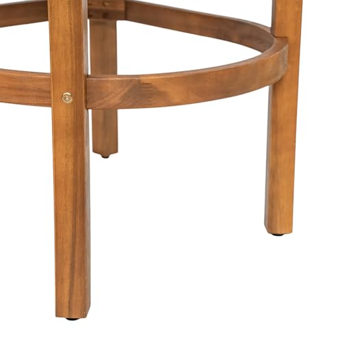 Christopher Knight Home Kuart Acacia Wood Outdoor Bar Stool Set of 2 with Cushion, Patio Armchair Set for Bar Table, Wooden Counter Height Patio Bar Stool with Footrest, Teak+Beige