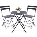 Kromax Outdoor 3 Piece Patio Bistro Set, Folding Bistro Table and Chairs Set of 2, Space Saving, Foldable Coffee Tables for Balcony or Garden, Black