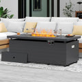 Sundale Outdoor 51 Inch Outdoor Fire Pit Table, 50,000BTU Rectangle Propane Fire Pit with Sliding Tank Holder, Glass Wind Guard, Removable Lid, CSA Certified, Gray