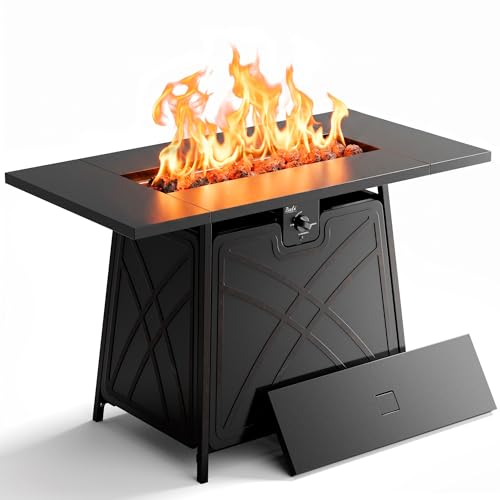 BALI OUTDOORS Propane Fire Pit Patio Outdoor Fire Pit Table Large Firepits for Outside Black