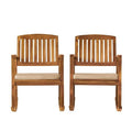 Christopher Knight Home Selma Acacia Rocking Chairs with Cushions, 2-Pcs Set, Teak Finish