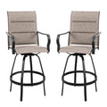 Vongrasig 2 Piece Outdoor Patio Swivel Bar Chairs, All Weather Padded Sling Textile High Top Bar Stools, Bistro Set for Backyard, Lawn Garden, Balcony, Gray