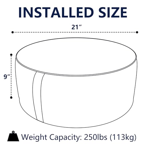 TWLEAR Indoor/Outdoor Inflatable Ottoman D21 x H9 inch, Round Footstool Inflatable Foot Rest Ottoman with Handle, Portable Ottomans Pouf for Patio, Garden, Camping, Home, Herringbone Black White