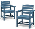 SERWALL Patio Dining Chair Set of 2,All Weather HDPE Outdoor Dining Chair, Blue