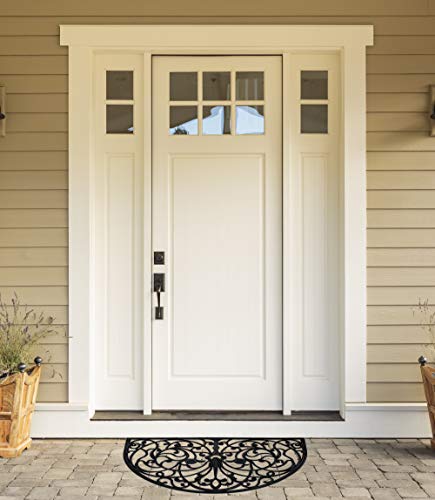 DII Rubber Doormats Collection All Weather, 24x36, Wrought Iron Half Round