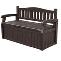 Devoko 80 Gallon Storage Bench Deck Box Lockable for Patio Furniture, Garden Decor and Outdoor Seating for Cushions, Garden Tools and Pool Supplies(Dark Brown)