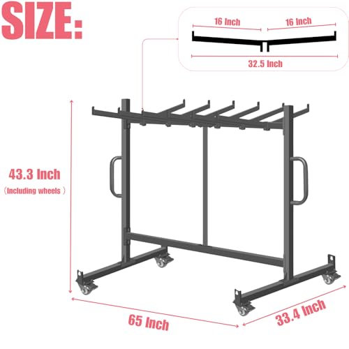 Folding Chair Rack & Cart – Heavy-Duty Folding Chair Storage Dolly with Lockable Wheels, Holds 42 Chairs or 12 Tables (550 lbs Capacity) – Includes Outdoor Weatherproof Cover and Bungee Cords