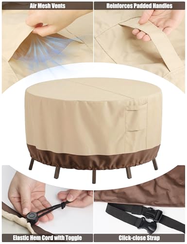 Patio Furniture Covers Waterproof, Outdoor Furniture Covers Waterproof Windproof with Padded Handles, Heavy Duty 600D Oxford Outdoor Table Chair Set Cover