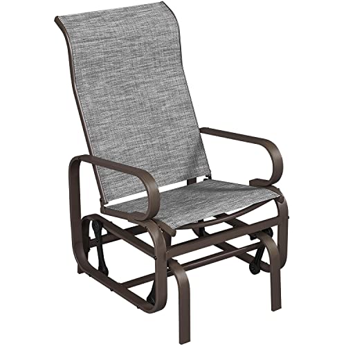 Yaheetech Outdoor Patio Glider, Rocking Lounge Chair with Sling Fabric and Steel Construction for Porch Patio Balcony Set of 1