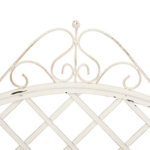 SAFAVIEH Outdoor - Abner Outdoor Iron Garden Bench - Antique White - Scrollwork Design - Ideal for Patio, Deck, Porch, Garden, 17" Seat Height (PAT5017A)