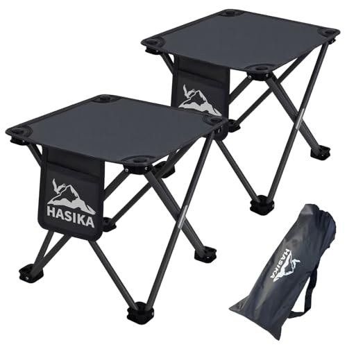 HASIKA Collapsible Stool Foot Rest 2 Pack Folding Stool Portable Outdoor Ottoman 400lbs Strong Support Camping Stool for Travel Gardening Fishing Hiking BBQ