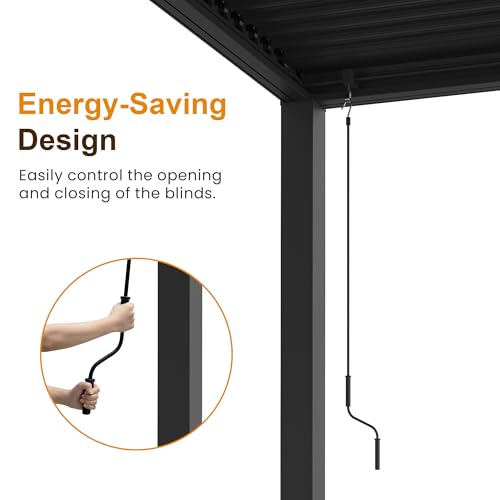 FansaFurn Louvered Pergola 12'x16', Full Aluminum Outdoor Pergola with Adjustable Rainproof and Gutter System, Hardtop Gazebo for Patio, Deck, Garden, Yard, Black