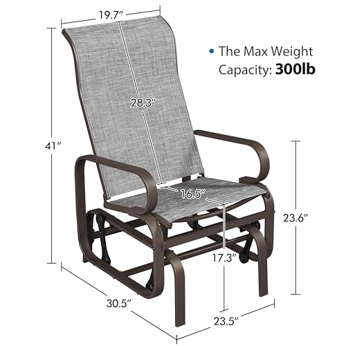 Yaheetech Outdoor Patio Glider, Rocking Lounge Chair with Sling Fabric and Steel Construction for Porch Patio Balcony Set of 1