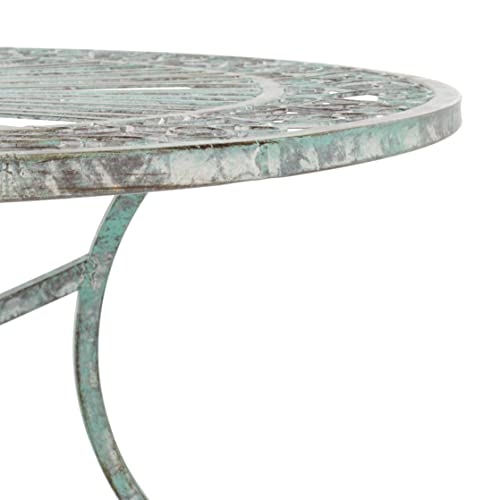 SAFAVIEH Outdoor - Thessaly 5-Piece Bistro Dining Set - Antique Dark Green Iron Metal - Vintage Victorian Scrollwork - Ideal for Patio, Deck, Porch, Garden (PAT5003D)