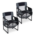 COSTWAY Heavy Duty Outdoor Camping Chair for Adults, Portable Folding Lawn Chair with Cup Holder, Side Pocket, Bottle Opener, Mesh Storage Shelf, Sturdy Metal Frame for Hiking, Fishing (2,Black)