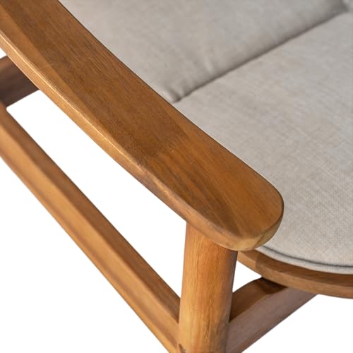 Christopher Knight Home Meja Acacia Wood Outdoor Club Chair Set of 2 with Cushion, Wooden Patio Accent Armchair, Comfy Lounge Chair Outdoor Set, Patio Furniture with Cushion, Teak+Beige
