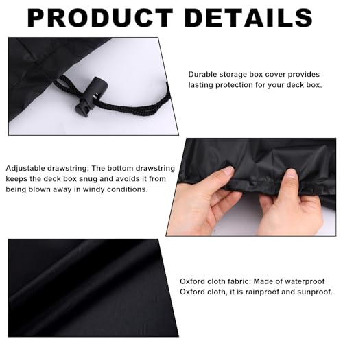 Fukaisu Cover for Devoko 30-Gallon Outdoor Deck Storage Box, 22.8x19.9x16.9in/58x50.5x43cm Waterproof & Reusable Patio Outdside Deck Tool Box Cover with Drawstring Design