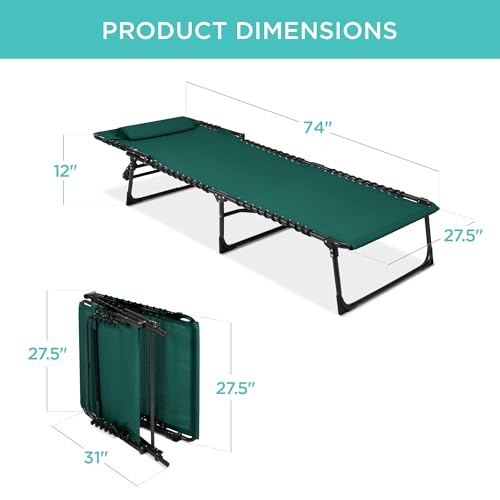 Best Choice Products Patio Chaise Lounge Chair, Portable Outdoor Folding Recliner for Lawn, w/ 8 Positions, Handles, 300lb Capacity - Forest Green