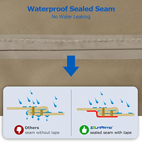 SunPatio Outdoor Curved Sectional Sofa Cover, Heavy Duty Waterproof Patio Couch Cover, All Weather Protection Furniture Protector with Sealed Seam, 190"(back)/128"(front)L x 36"W x 39"/24"H, Taupe