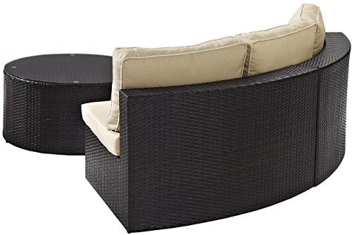 Crosley Furniture Catalina 2-Piece Half Moon Outdoor Sectional Sofa Wicker Conversation Patio Furniture Set, Brown