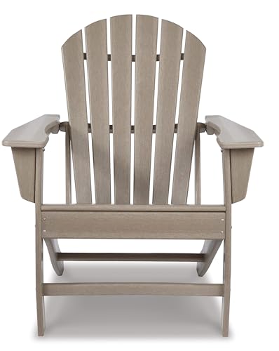 Signature Design by Ashley Sundown Treasure Outdoor Patio HDPE Adirondack Chair, Light Brown