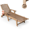 SUUNYN Chaise Lounge Outdoor, Lounge Chair Outdoor with Wood Texture, Adjustable 5-Position Backrest, HDPE Lounge Chair with Wheels & Cup Holder for Pool Deck Backyard, Teak