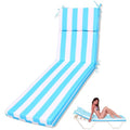 SmoothNovelty 1 Pcs Indoor Outdoor Chaise Lounge Cushions Sponge Bench Outdoor Furniture Chaise Cushions Patio Chair Furniture Replacement (Sky Blue and White Stripes)