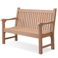 Psilvam 2-Person Outdoor Bench with 700 Lbs Weight Capacity, Poly Lumber Weatherproof Garden Bench Seating for Porch, Balcony and Park, All-Weather Patio Bench Furniture (Teak)