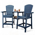 GAOMON Tall Adirondack Chairs Set of 2, Recycled HDPE Bar Height Patio Chairs with 2 Removable Connecting Trays & Umbrella Hole, Heavy Duty Outdoor Furniture for Deck, Backyard, Garden, Balcony, Blue