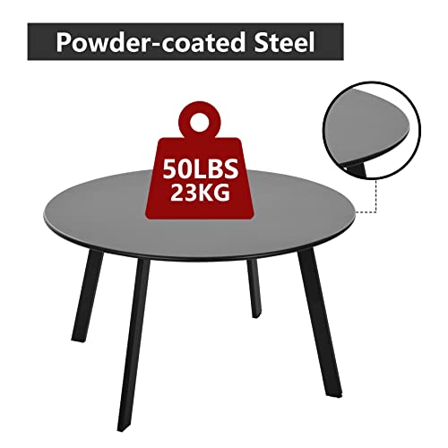 Meluvici Outdoor Patio Coffee Table Set of 2, Weather Resistant End Table, Round Nesting Tables for Living Room Balcony Office,Black