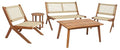 SAFAVIEH Outdoor Collection Kobina Natural/Natural Rope Solid Wood 5-Piece Conversation Patio Set