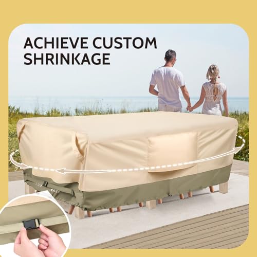 COSFLY Heavy-Duty Waterproof Patio Furniture Cover for Outdoor Table and Chairs Set - Fits 108L x 82W inch, 600D Oxford Fabric Ultimate Weatherproof Rectangular Cover with Adjustable Straps