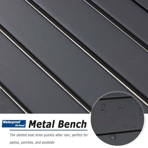 Stabrech Black Outdoor Backless Bench for Garden, Set of 2, Metal Outdoor Bench Weatherproof, Patio Benches for Outdoors, Benches Seat for Backyard, Porch, Plant Stand and Holder