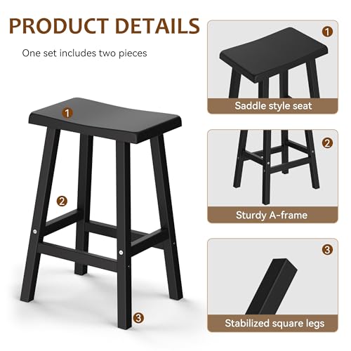 MAIUSCOLI Bar Stools 29'' Outdoor Set of 4, Waterproof Modern Durable Resin Saddle Seat,Counter Stool Sturdy Modern Stylish, All-Weather Barstools for Patio, Balcony, or Kitchen Counter