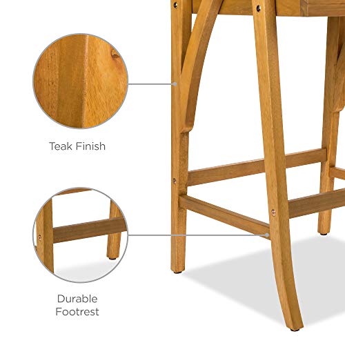 Best Choice Products Set of 2 Outdoor Acacia Wood Bar Stools Bar Chairs for Patio, Pool, Garden w/Weather-Resistant Cushions - Cream